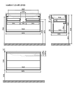 Тумба с раковиной Sancos Marmi 1.0 MR1.0100EG дуб галифакс натуральный для ванной в интернет-магазине Sanbest