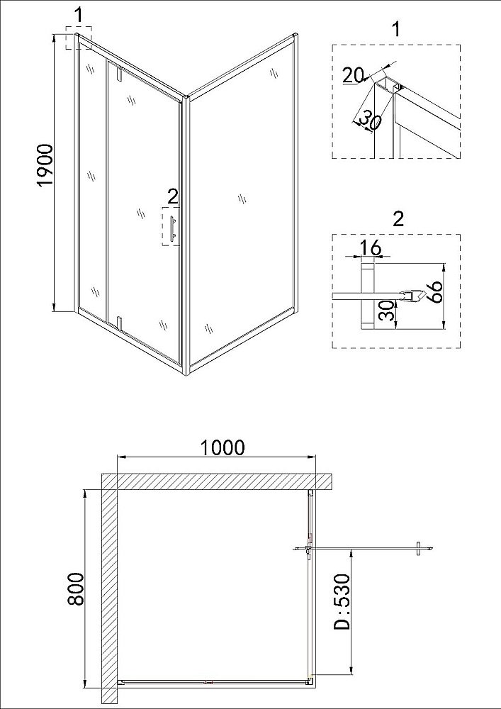 Душевая дверь Niagara Nova NG-83-8AB 80 черная купить в интернет-магазине Sanbest