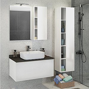 Тумба с раковиной Comforty Милан 90 (T-Y9378) белая/столешница графит для ванной в интернет-магазине Sanbest