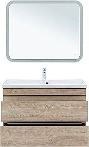 Тумба с раковиной Aquanet Нота New 334200 100 дуб светлый для ванной в интернет-магазине Sanbest