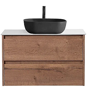 Тумба с раковиной и столешницей BelBagno KRAFT 80 KRAFT80RT-KEPBO-1302H301-SET дуб табак для ванной в интернет-магазине Sanbest