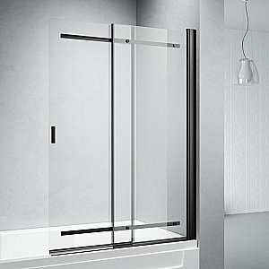 Шторка для ванны Veconi Palau PL88B-90-01-C8 90x140 прозрачная/профиль черный матовый купить в интернет-магазине Sanbest