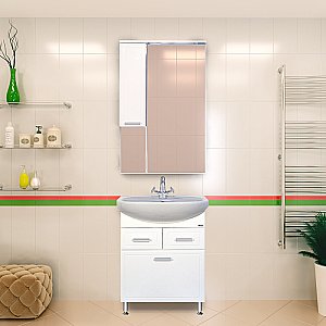 Тумба с раковиной с Б/К горизонт напольная Misty Стелла 65 белая для ванной в интернет-магазине Sanbest