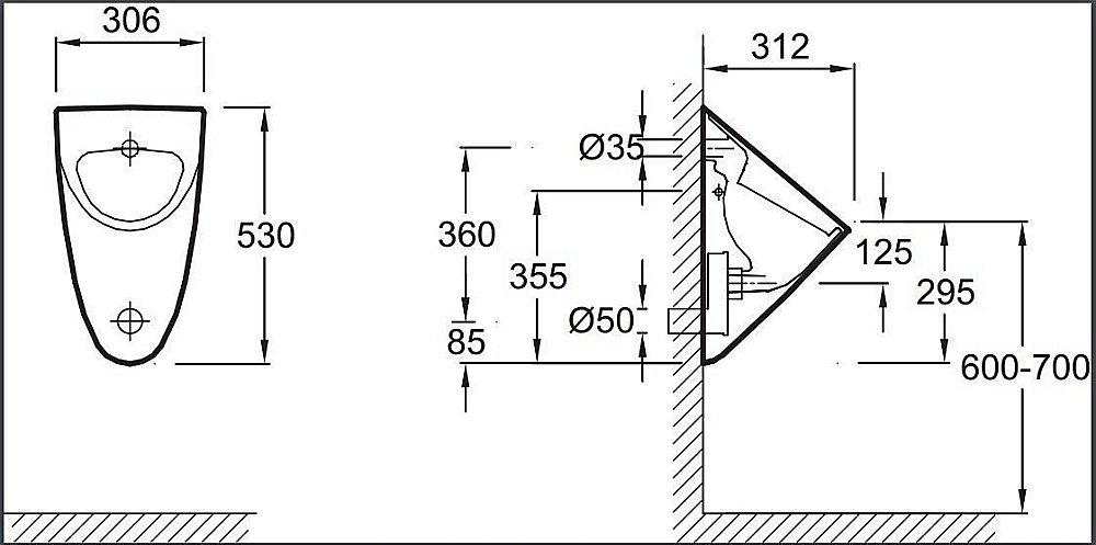 Писсуар Jacob Delafon OVE E1147-00 купить в интернет-магазине Sanbest