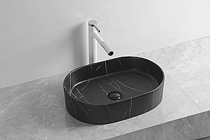 Раковина накладная CeruttiSpa 50 CR0055B MMB1 мрамор черный матовый купить в интернет-магазине Sanbest
