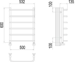 Полотенцесушитель водяной Terminus Стандарт П6 500х600 купить в интернет-магазине сантехники Sanbest