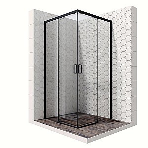 Душевой уголок Ambassador Queen Black 11011203 90x90 стекло прозрачное/профиль черный купить в интернет-магазине Sanbest