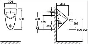 Писсуар Jacob Delafon OVE E1147-00 купить в интернет-магазине Sanbest