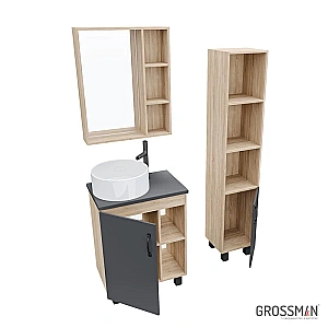 Тумба с раковиной столешницей Grossman Флай 70 серая/дуб сонома для ванной в интернет-магазине Sanbest