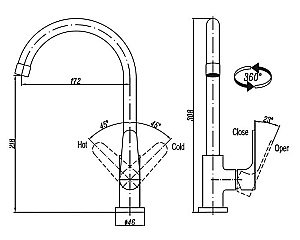 Смеситель для кухни Cezares LACONICO-C-LL25-01 хром купить в интернет-магазине сантехники Sanbest
