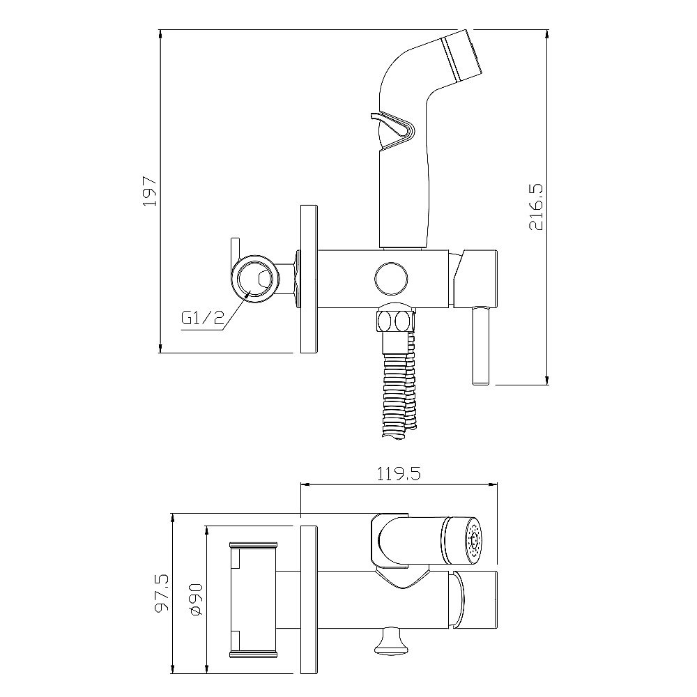 Гигиенический душ Olive's BALEAR 13142BL хром купить в интернет-магазине сантехники Sanbest