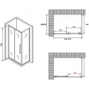 Душевой уголок Abber Schwarzer Diamant 160x50 AG30160BH-S50B стекло прозрачное/профиль черный купить в интернет-магазине Sanbest