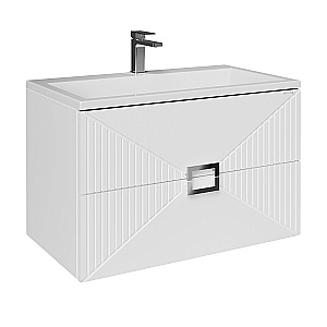 Тумба с раковиной подвесная Grossman ЛУКСОР 60 с 2-я ящ, белая матовая для ванной в интернет-магазине Sanbest