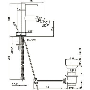 Смеситель для биде PAINI Cox 78PZ306 черный матовый купить в интернет-магазине сантехники Sanbest