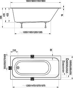 Ванна CHROME SLIM 180х80 CE21300000 белая купить в интернет-магазине Sanbest