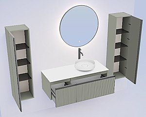 Тумба с раковиной и столешницей Armadi Art QUATRO 2 140 FUGA LUNA/профиль ANTHRACITE для ванной в интернет-магазине Sanbest