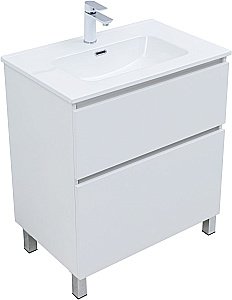 Тумба с раковиной Aquanet Вега 70 344122+284027 белая глянцевая для ванной в интернет-магазине Sanbest