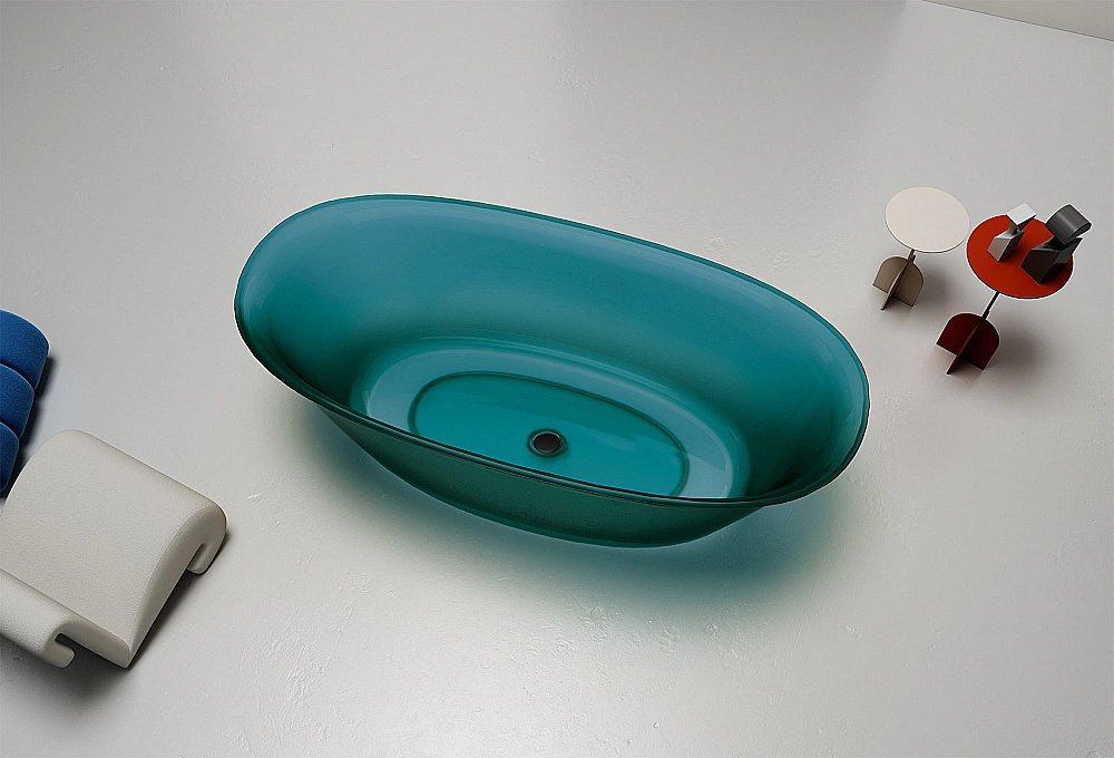 Ванна Abber Kristall AT9707Aquamarin 170x75 бирюзовая прозрачная купить в интернет-магазине Sanbest