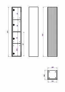 Пенал LA FENICE Terra Grigio 30 серый для ванной в интернет-магазине сантехники Sanbest