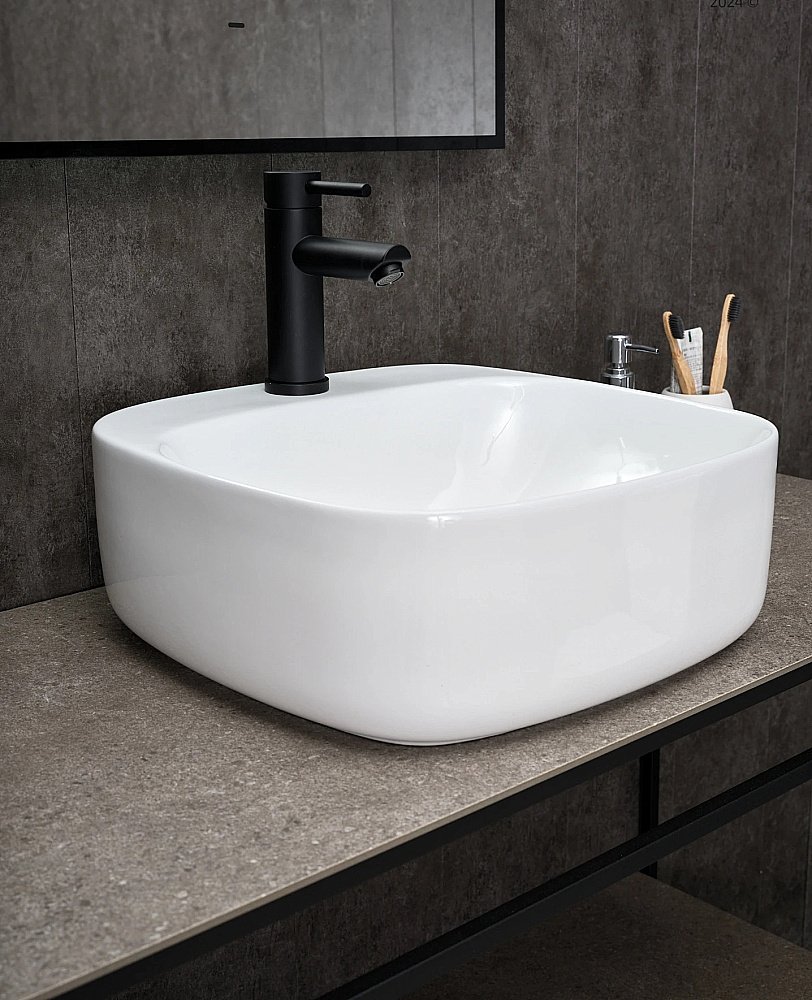 Раковина накладная Gid Geometrico 42 N9284 51219 белая купить в интернет-магазине Sanbest