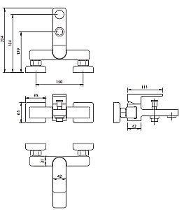 Смеситель для ванны Omnires Baretti BA7830BL черный купить в интернет-магазине сантехники Sanbest