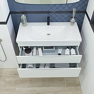 Тумба с раковиной Caprigo Lento 100 два ящика, бланж для ванной в интернет-магазине Sanbest