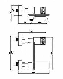 Смеситель для ванны Orange Push M01-100cr купить в интернет-магазине сантехники Sanbest