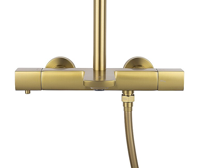 Душевая система Kaiser Cube 01382-3 золото брашированное купить в интернет-магазине сантехники Sanbest