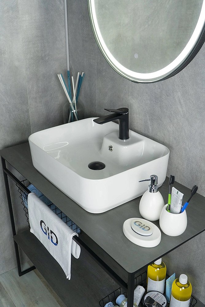 Раковина накладная Gid Geometrico 52 N9445 51155 белая купить в интернет-магазине Sanbest