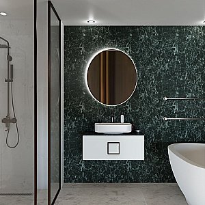 Тумба с раковиной LA FENICE Cubo Bianca 80 белая, столешница черная/ручка черная для ванной в интернет-магазине Sanbest