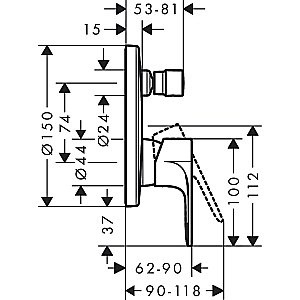 Смеситель для ванны Hansgrohe Rebris E 72468000 хром купить в интернет-магазине сантехники Sanbest