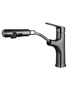 Смеситель для раковины с выдвижным изливом WONZON & WOGHAND WW-AE4151-BGG темный графит купить в интернет-магазине сантехники Sanbest