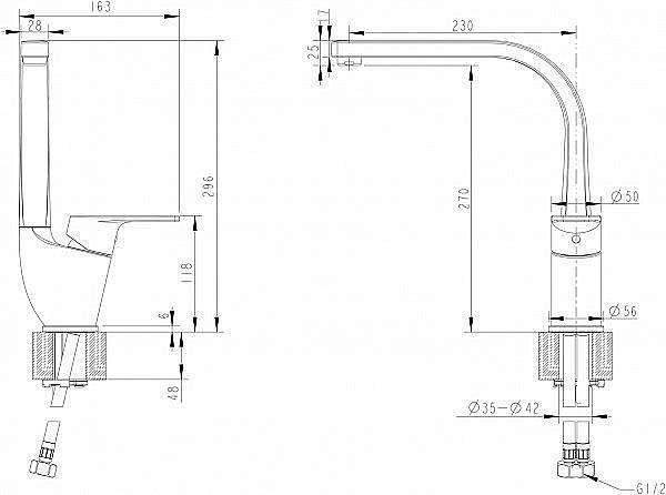 Смеситель для кухни BRAVAT Line F75299C-2 купить в интернет-магазине сантехники Sanbest