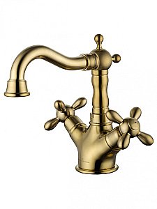 Смеситель для раковины WONZON & WOGHAND RETRO, Брашированное золото (WW-88139020-BG) купить в интернет-магазине сантехники Sanbest