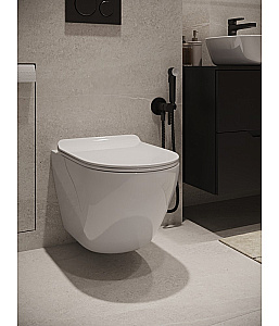 Унитаз подвесной Agger AT09150L безободковый, с инсталляцией, смыв торнадо, с крышкой микролифт, белый глянцевый купить в интернет-магазине Sanbest