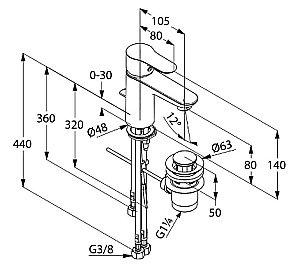 Смеситель для раковины Kludi Objekta 322340575 хром купить в интернет-магазине сантехники Sanbest