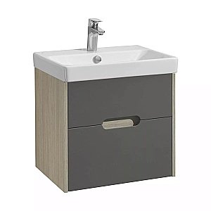 Тумба с раковиной Акватон Оливия 55 грей/дуб ойстер для ванной в интернет-магазине Sanbest