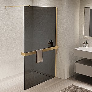 Душевая перегородка Vincea Walk-In VSW-1HR100CGG 100x200 профиль матовый золотой/стекло тонированное купить в интернет-магазине Sanbest