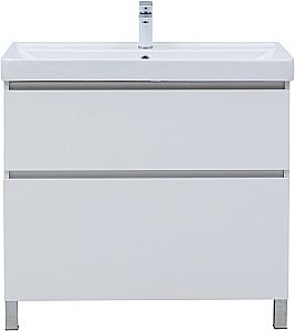 Тумба с раковиной Aquanet Вега 90 344124+323883 белая глянцевая для ванной в интернет-магазине Sanbest