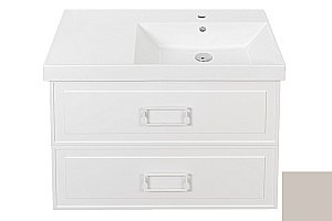 Тумба с раковиной La Fenice Cubo Twin 90 бежевая матовая/ручки белые для ванной в интернет-магазине Sanbest