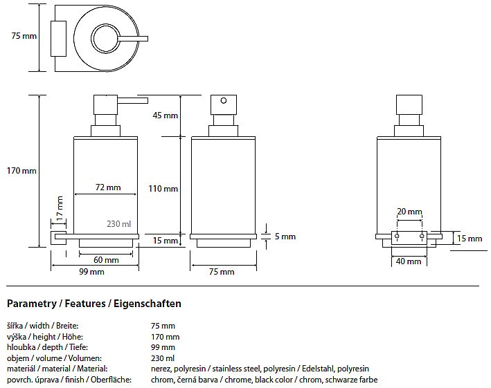 Диспенсер Bemeta Galla 108109010 черный/золото купить в интернет-магазине сантехники Sanbest