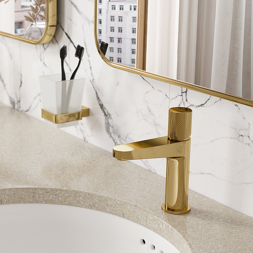 Смеситель для раковины WasserKRAFT Ems 7600 7603 золото купить в интернет-магазине сантехники Sanbest