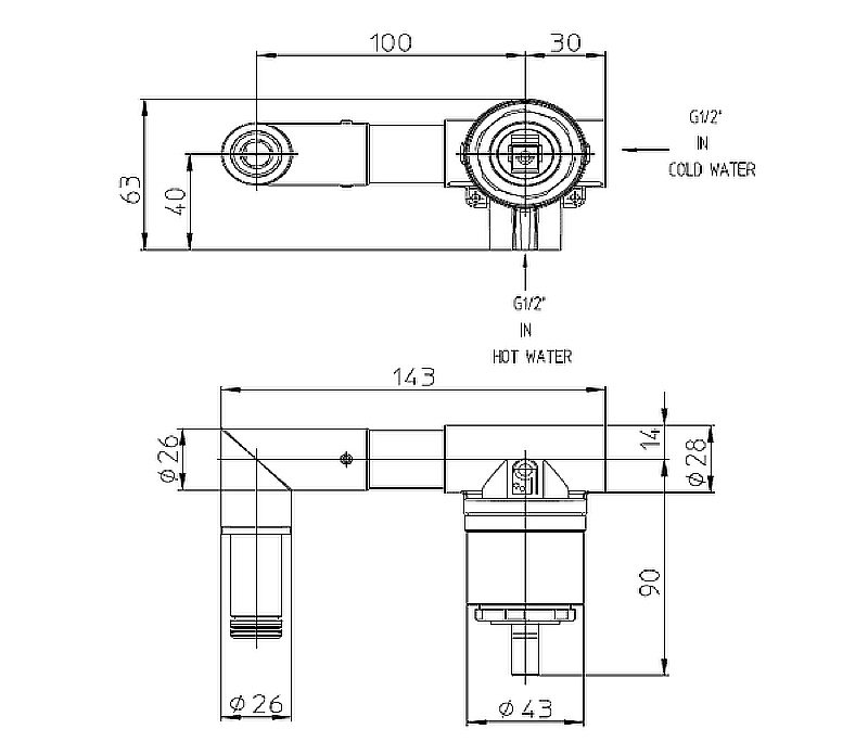 Внутренняя часть смесителя Bossini Apice Z00548000 купить в интернет-магазине сантехники Sanbest