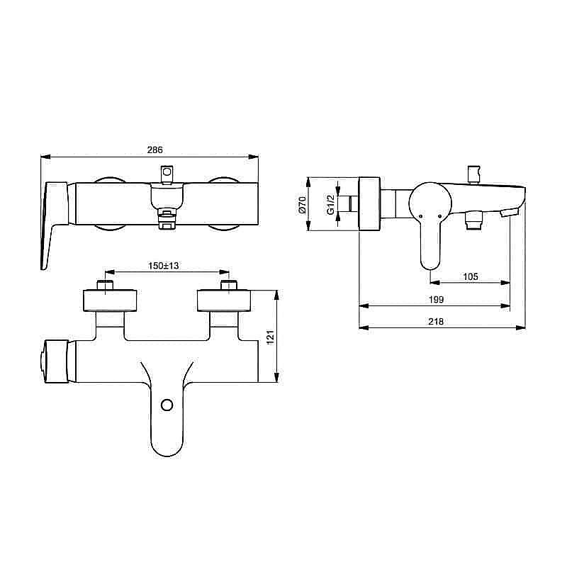 Смеситель для ванны Ideal Standard Connect B9921AA купить в интернет-магазине сантехники Sanbest