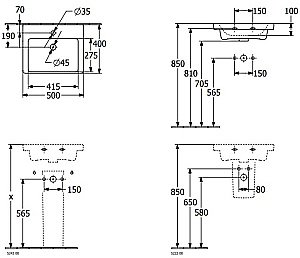 Раковина подвесная Villeroy&Boch Subway 3.0 50 43705001 альпийский белый купить в интернет-магазине Sanbest