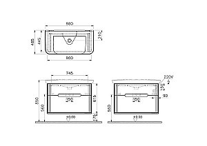 Тумба с раковиной VitrA Sento 60838 100 матовый антрацит для ванной в интернет-магазине Sanbest