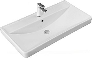 Тумба подвесная с раковиной Aquanet Ирис New 90 336311+323883 белая глянцевая для ванной в интернет-магазине Sanbest