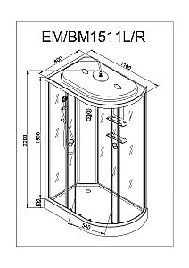 Душевая кабина DTO ЕМ1511 LED 110х80 купить в интернет-магазине Sanbest