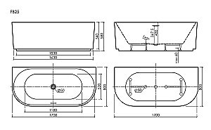 Ванна акриловая Sancos Vivia FB25 170х80 белая купить в интернет-магазине Sanbest