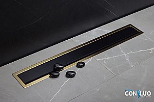 Душевой трап Pestan Confluo Premium Line Black Glass Gold 750 купить в интернет-магазине Sanbest